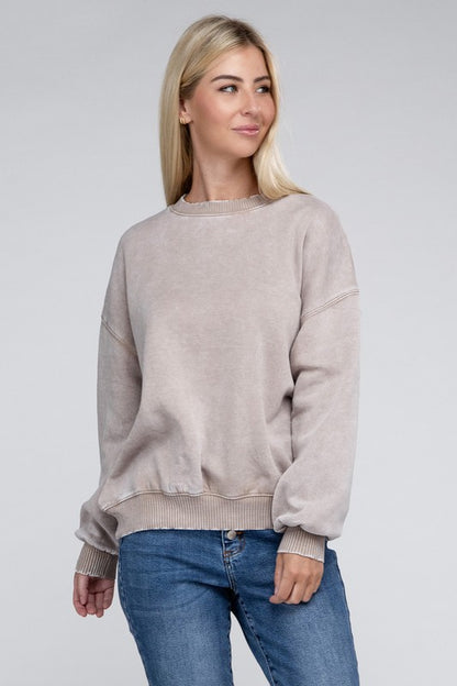 Acid Wash Fleece Oversized Pullover