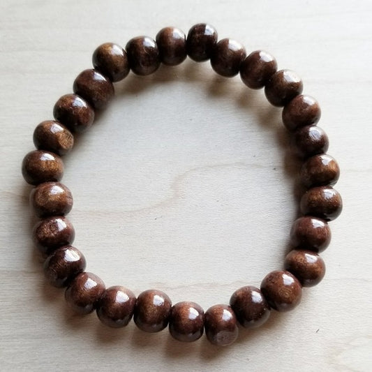 Barra de pulsera -Pulsera elástica con cuentas de madera grande