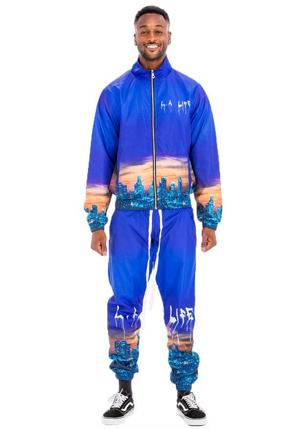 NYC LIFE LA LIFE PRINT WINDBREAK TRACK SUIT