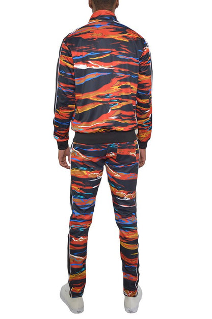 MENS PRINT FULL ZIP TRACK SUIT SET