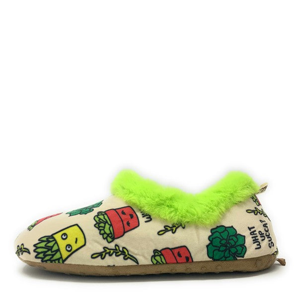 What Up Succa - Pantuflas de sherpa esponjosas para mujer