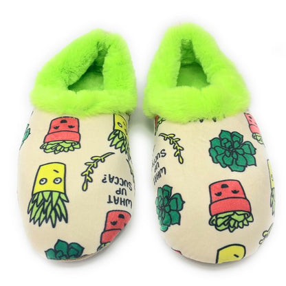 What Up Succa - Pantuflas de sherpa esponjosas para mujer