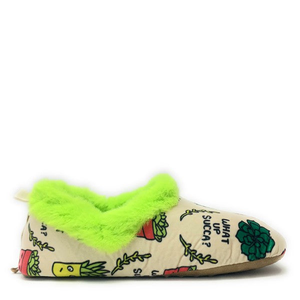 What Up Succa - Pantuflas de sherpa esponjosas para mujer