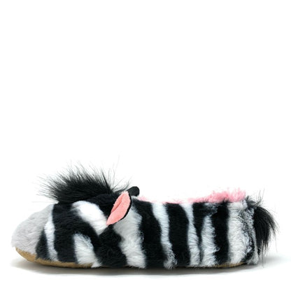 ZZ Zebra - Pantuflas de casa con animales esponjosos para mujer