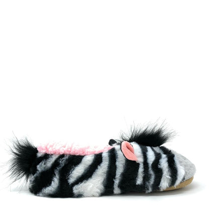 ZZ Zebra - Women's Fluffy Animal House Slippers