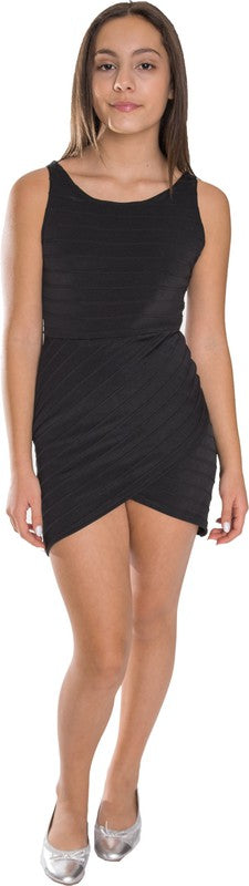 JUNIORS ENVELOPE BANDAGE DRESS