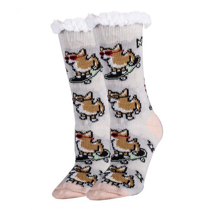 Corgi Boi - Women's Cozy Sherpa Slipper Socks