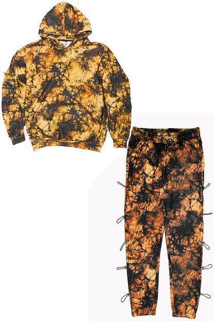 TYE DYE SLEEVE TOGGLE HOODIE AND SWEAT SET