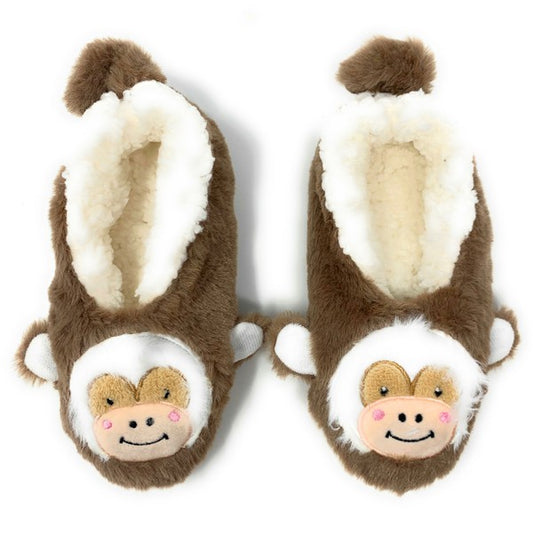 Let's Monkey - Pantuflas acogedoras de sherpa con animales para mujer