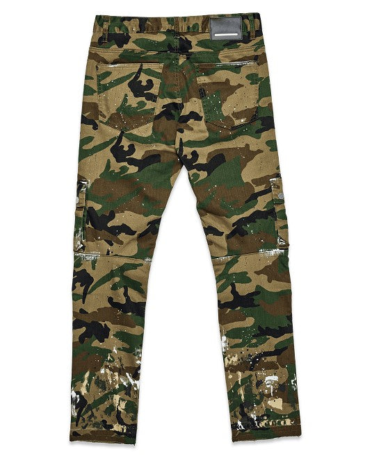 Pantalones rectos ajustados tipo cargo con estampado de camuflaje