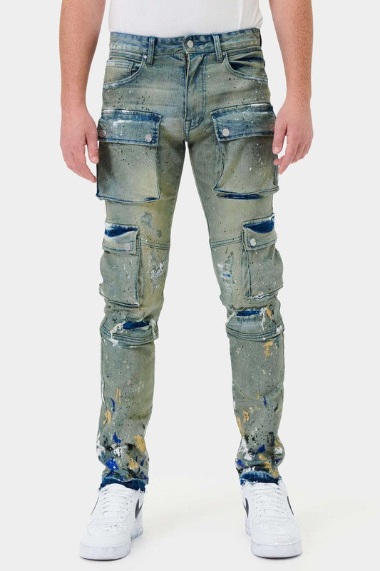 Multi Cargo Slim Straight Denim