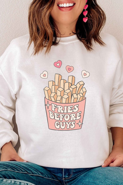 PLUS SIZE - FRIES BEFORE GUYS GRAPHIC SWEATSHIRT