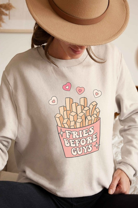 PLUS SIZE - FRIES BEFORE GUYS GRAPHIC SWEATSHIRT