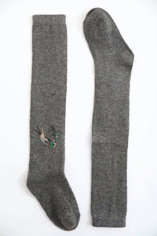 Hummingbird Wool Knee High Socks