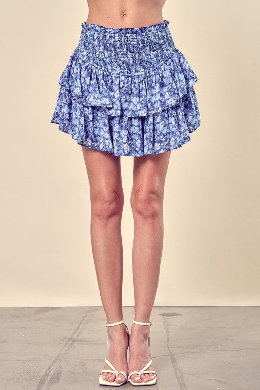 Dizzy Floral Printed Tiered Skorts