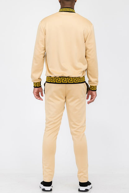 Mens Black and Gold Detail Track Suit