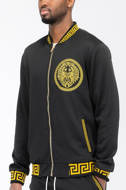 Mens Black and Gold Detail Track Suit