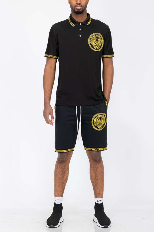 Lion Head Polo Shirt and Short Set