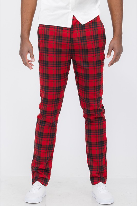 Weiv Mens Plaid Trouser Pants