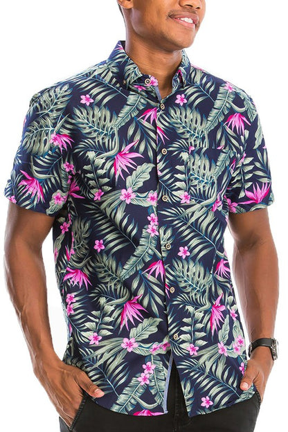 Camisa con botones y estampado hawaiano