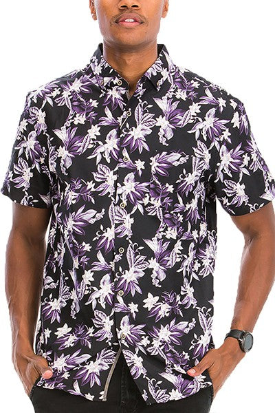 Hawaiian Print Button Down Shirt