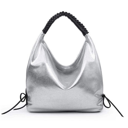 Bolso hobo mujer plata metalizado