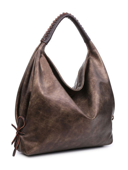 Women hobo bag metallic silver