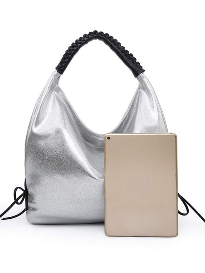 Bolso hobo mujer plata metalizado