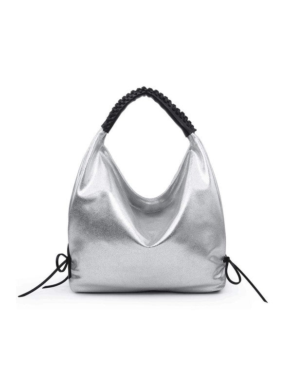 Bolso hobo mujer plata metalizado