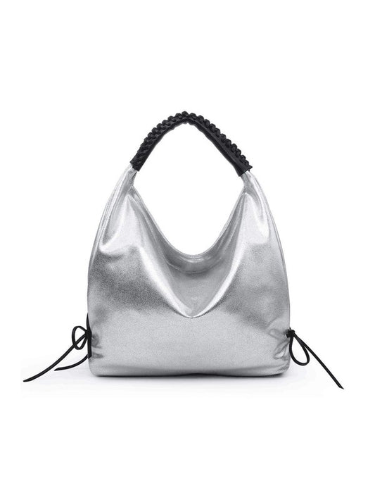 Bolso hobo mujer plata metalizado