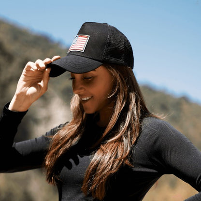 Gorra de camionero unisex con bandera americana