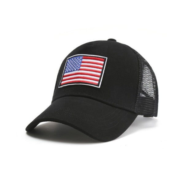 Gorra de camionero unisex con bandera americana