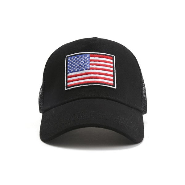 Gorra de camionero unisex con bandera americana