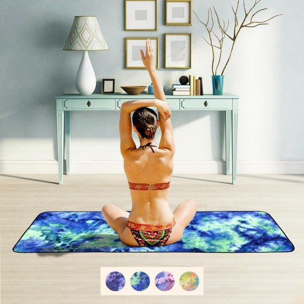 Tie Dye Toga Mat Towel with Slip-Resistant Grip