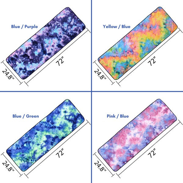 Tie Dye Toga Mat Towel with Slip-Resistant Grip