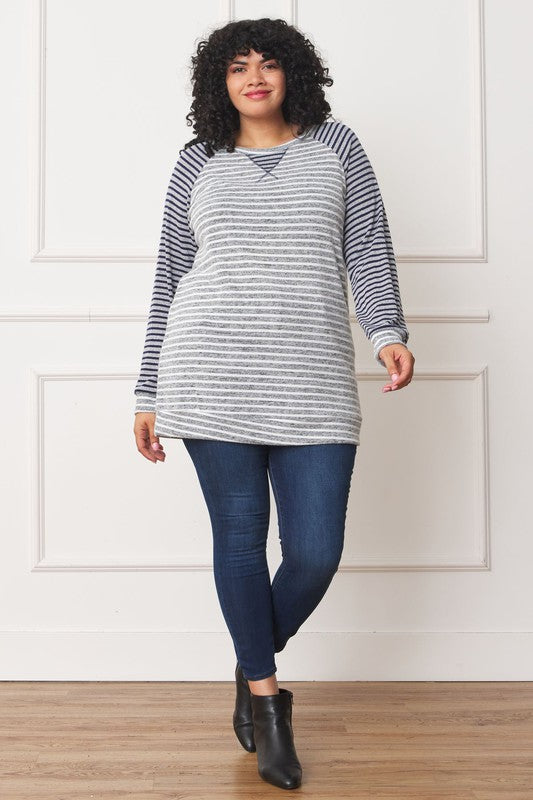 Plus Stripe Two Tone Tunic