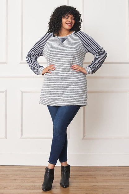 Plus Stripe Two Tone Tunic