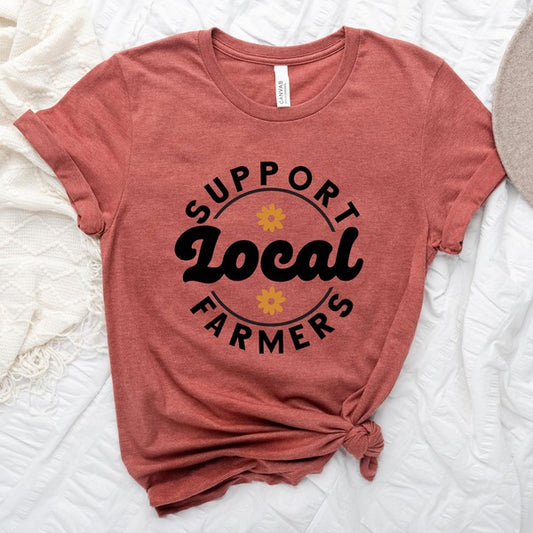 Camiseta gráfica de manga corta de apoyo a los agricultores locales