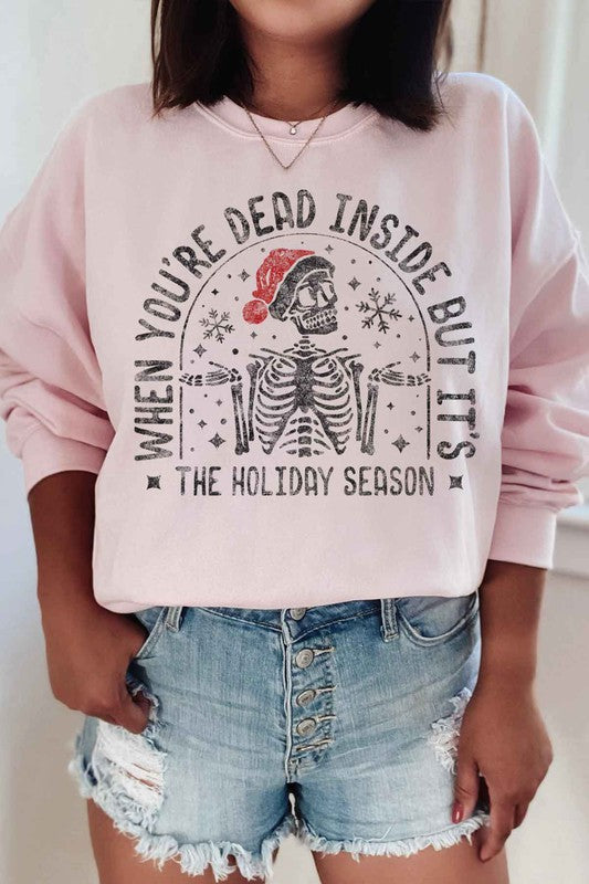 Sudadera con estampado de esqueleto navideño