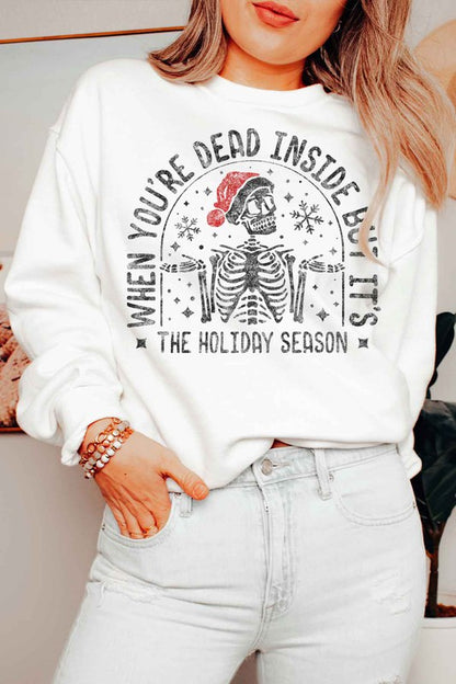 Sudadera con estampado de esqueleto navideño