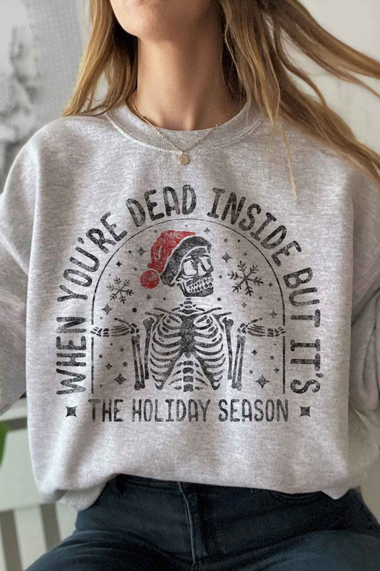 Sudadera con estampado de esqueleto navideño