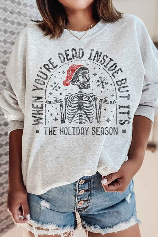 Sudadera con estampado de esqueleto navideño