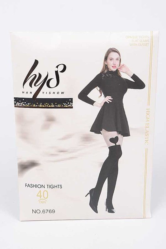 Heart Designed 2 Tone Fashion Tights