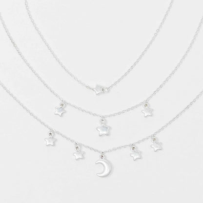 Starred Up Chain Anklet, Set of 3