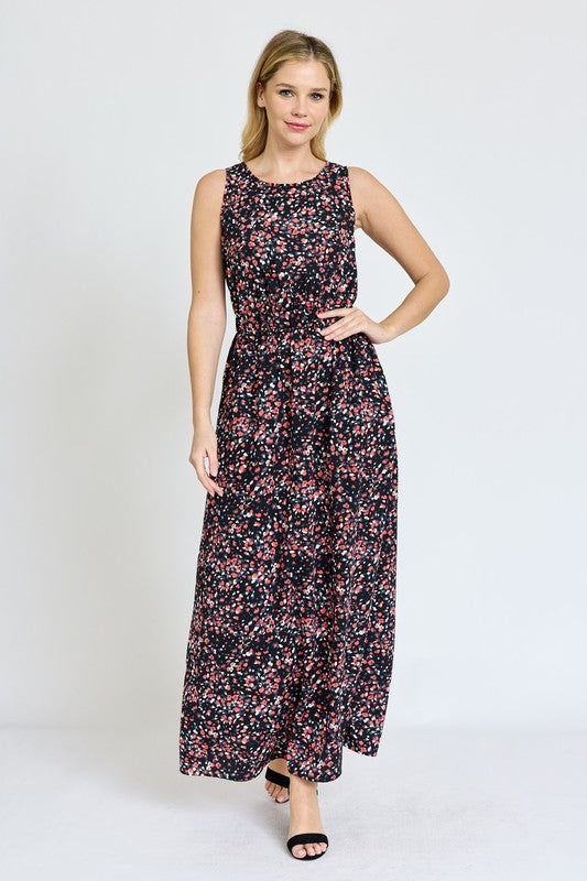 Sleeveless Blouson Band Maxi Dress