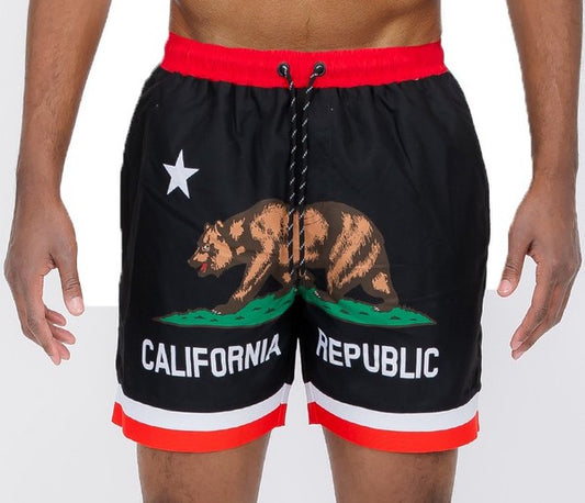 California CA Bear Swim Trunks Board Shorts