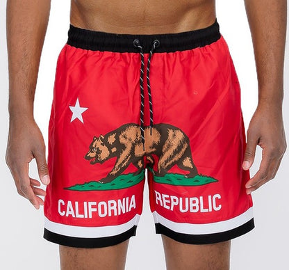 California CA Bear Swim Trunks Board Shorts