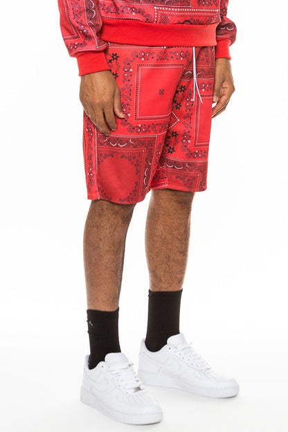 Weiv Mens Paisley Bandana Print Shorts