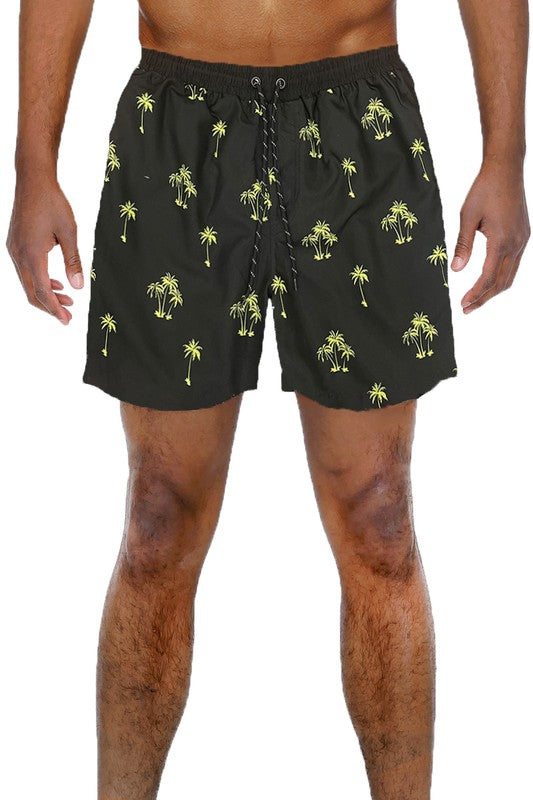 Shorts de baño con estampado de palmeras