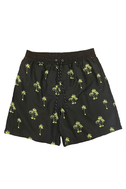 Shorts de baño con estampado de palmeras